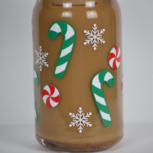 Load image into Gallery viewer, Candy Canes and Snowflakes Iced Coffee Cup 16oz or 20oz