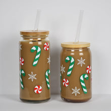 Load image into Gallery viewer, Candy Canes and Snowflakes Iced Coffee Cup 16oz or 20oz