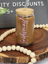 Load image into Gallery viewer, Bride, Bridesmaid, Maid of Honor Iced Coffee Cup 16 or 20oz with Bamboo Lid and Reusable Straw