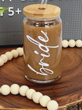 Load image into Gallery viewer, Bride, Bridesmaid, Maid of Honor Iced Coffee Cup 16 or 20oz with Bamboo Lid and Reusable Straw