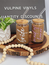Load image into Gallery viewer, Bride, Bridesmaid, Maid of Honor Iced Coffee Cup 16 or 20oz with Bamboo Lid and Reusable Straw