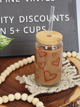Load image into Gallery viewer, Cute Hearts Iced Coffee Cup 16oz or 20oz