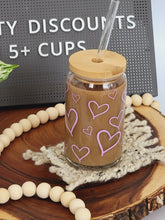 Load image into Gallery viewer, Cute Hearts Iced Coffee Cup 16oz or 20oz