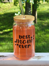 Load image into Gallery viewer, Best Mom Ever Iced Coffee Cup 16 or 20oz, Bamboo Lid &amp; Reusable Straw
