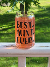 Load image into Gallery viewer, Best Aunt Ever Cold Cup 16oz or 20oz, Cute Iced Coffee Tumbler With Bamboo Lid & Reusable Straw