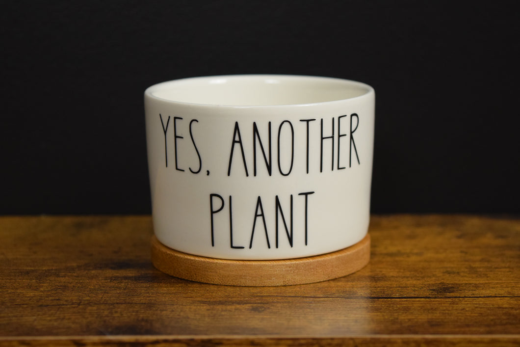 Yes, Another Plant Succulent Pot, Funny Mini 3 inch Pot With Bamboo Drip Tray