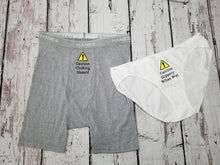 Load image into Gallery viewer, Caution Slippery When Wet &amp; Caution Choking Hazard Couples Underwear
