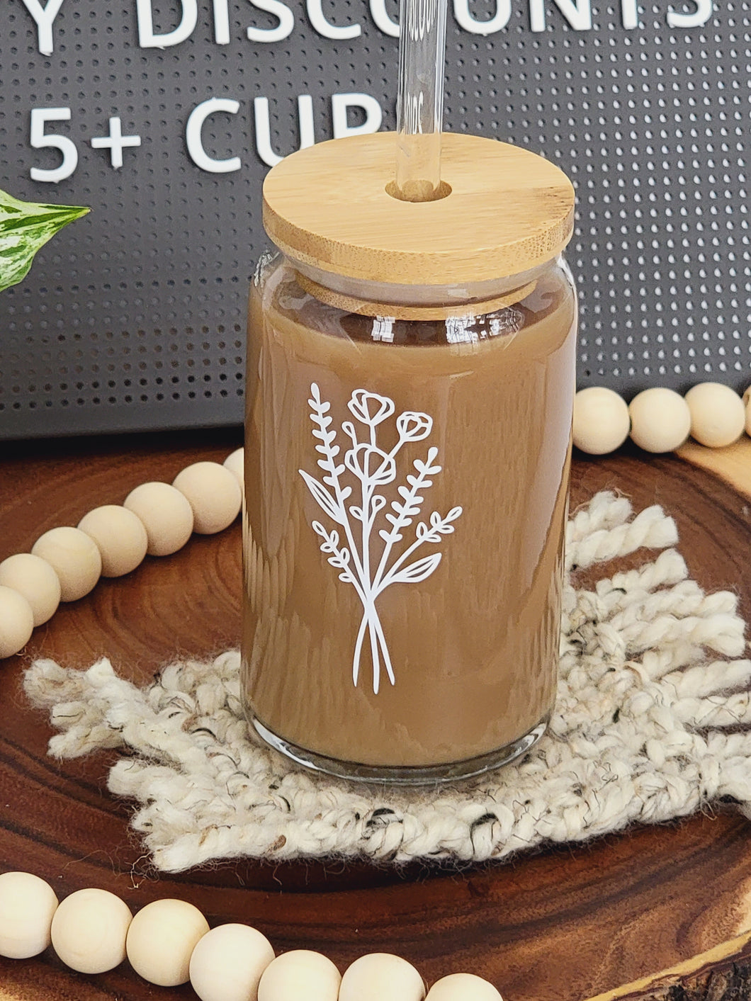 Wildflowers Floral Iced Coffee Cup 16 or 20oz