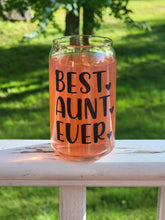 Load image into Gallery viewer, Best Aunt Ever Cold Cup 16oz or 20oz, Cute Iced Coffee Tumbler With Bamboo Lid &amp; Reusable Straw
