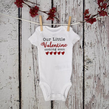 Load image into Gallery viewer, Our Little Valentine Pregnancy Announcement Baby Bodysuit
