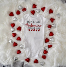 Load image into Gallery viewer, Our Little Valentine Pregnancy Announcement Baby Bodysuit
