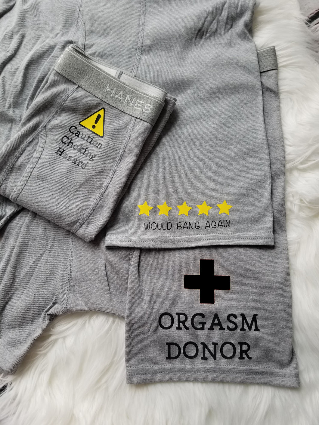 3 Pack Boxer Briefs, Funny Gift Set for Him, Caution Choking Hazard, Orgasm Donor, 5 Stars Would Bang Again